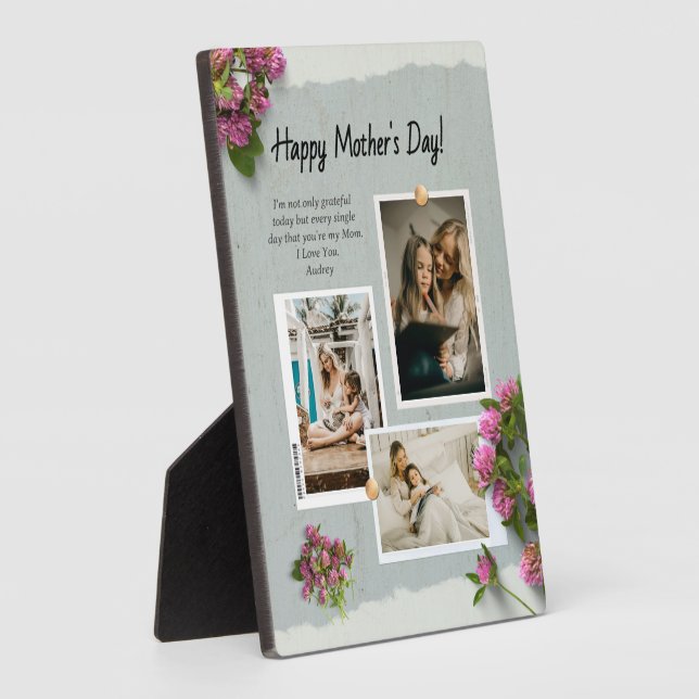 Custom Photo Mothers Day Love You Mum Plaque (Side)