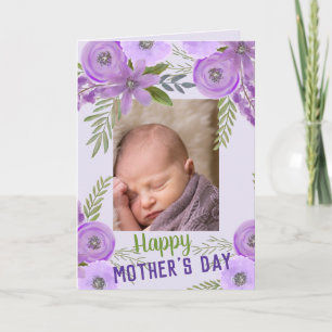 Custom Photo  "Mother's Day" Violet Lavender  Card