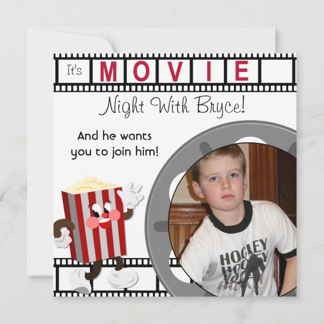 Custom Photo Movie Night Birthday Invitation (Front)