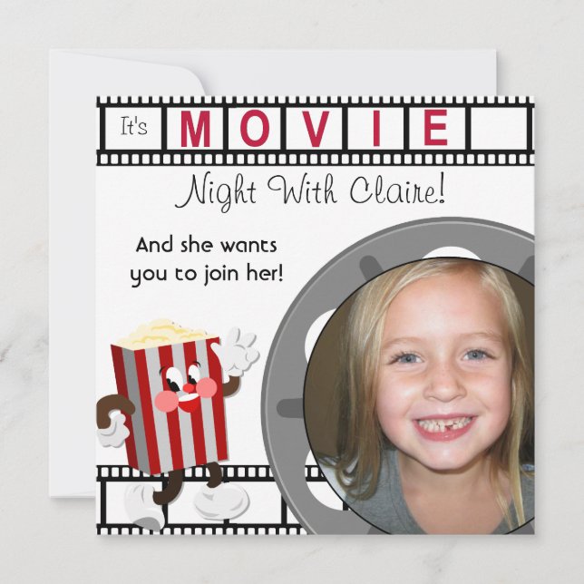 Custom Photo Movie Night Birthday Invitation (Front)