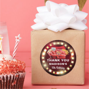 Custom Photo Movie Night Cinema Birthday Classic Round Sticker