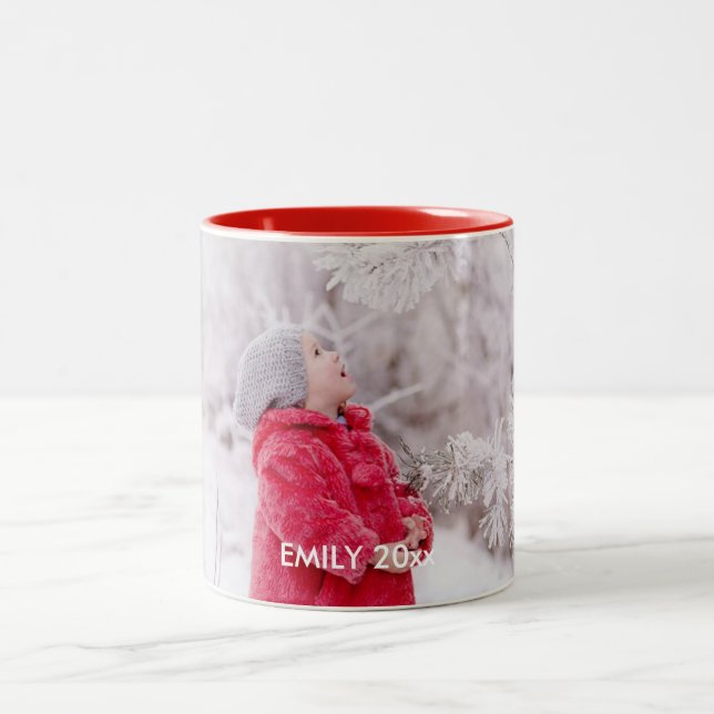 Custom Photo Mug Gift | White Text (Center)