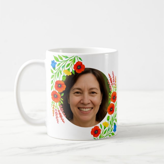 Custom Photo Mug with Floral Design Gift For Mum (Left)