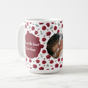 Custom Photo Mug with Red Flowers Mother's Day