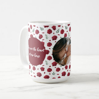 Custom Photo Mug with Red Flowers | Mother's Day