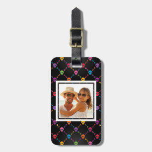 Custom Photo Multicolor pattern with skulls Luggage Tag