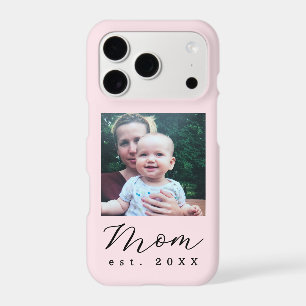 Custom Photo Mum Est. Year Pastel Pink Minimalist 