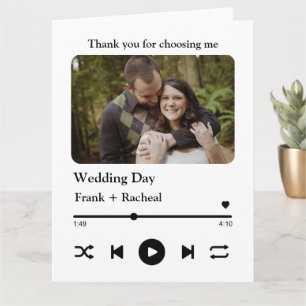 Custom photo music song playlist for couples card