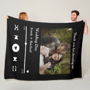Custom photo music song playlist for couples fleece blanket