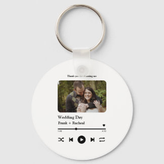 Custom photo music song playlist for couples key ring