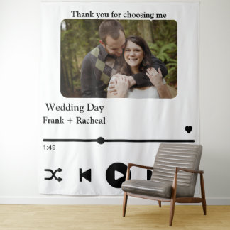 Custom photo music song playlist for couples tapestry