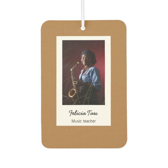 Custom photo musician brown car air freshener (Front)