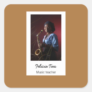 Custom photo musician brown square sticker