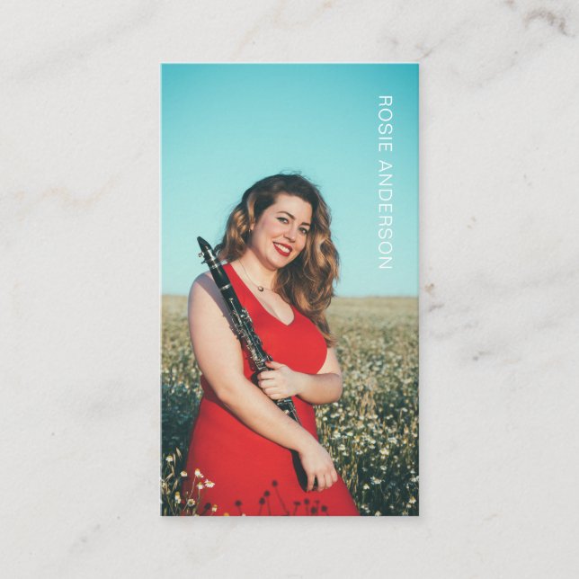 Custom Photo Musician QR Code Black&White Business Card (Front)