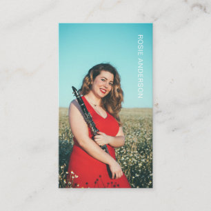 Custom Photo Musician QR Code Burgundy Business Card