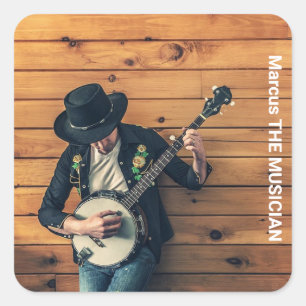 Custom photo musician square sticker