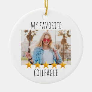 Custom Photo My Favorite Colleague 5 Star Ceramic Tree Decoration