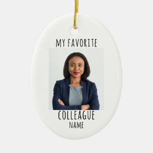Custom Photo My Favourite Colleague 5 Star Ceramic Tree Decoration