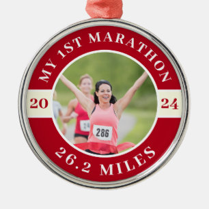Custom Photo My First Marathon Metal Tree Decoration