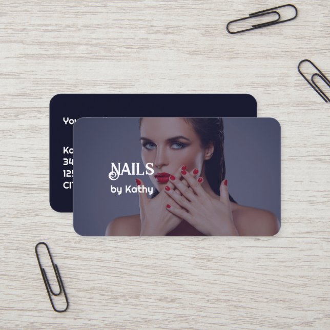 Custom Photo Nail Technician Business Card (Front/Back In Situ)