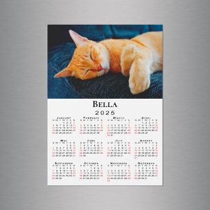 Custom Photo Name 2025 Calendar Magnet