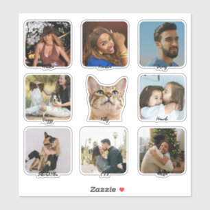 Custom Photo Name Advent Calendar Stickers -9 Pack