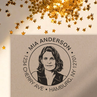 Custom Photo, Name and Return Address Self-inking Stamp