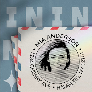 Custom Photo, Name and Return Address Self-inking Stamp
