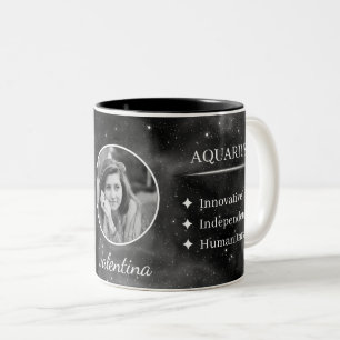 Custom Photo & Name Aquarius Zodiac Coffee Mug