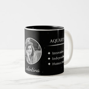 Custom Photo & Name Aquarius Zodiac Traits Mug