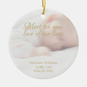 Custom photo name Baby Birth Announcement Ceramic Tree Decoration