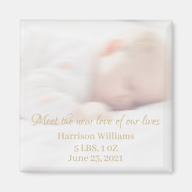 Custom photo name Baby Birth Announcement Magnet (Front)