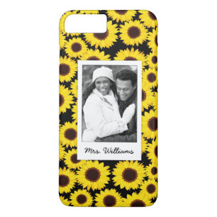 Custom Photo & Name Background with sunflowers iPhone 8 Plus/7 Plus Case