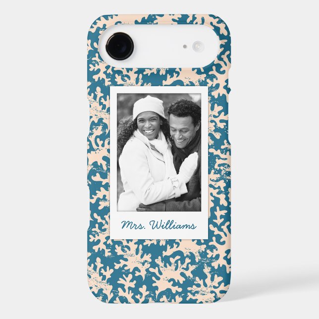 Custom Photo & Name Beautiful Coral Pattern Case-Mate iPhone Case (Back)