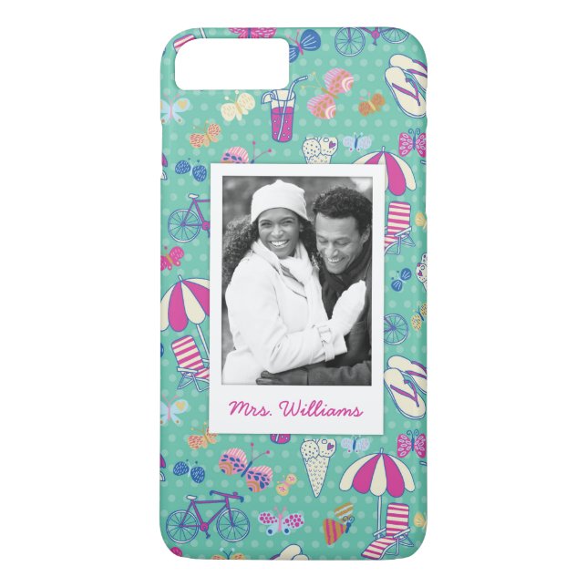 Custom Photo & Name Beautiful Summer Pattern Case-Mate iPhone Case (Back)