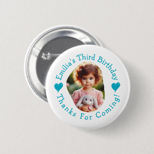 Custom Photo Name Birthday Thank You Favours 6 Cm Round Badge