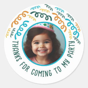 Custom Photo Name Birthday Thank You Favours  Classic Round Sticker