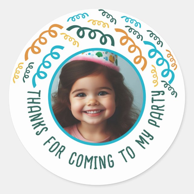 Custom Photo Name Birthday Thank You Favours  Classic Round Sticker (Front)