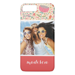 Custom Photo & Name Bright floral pattern iPhone 8 Plus/7 Plus Case
