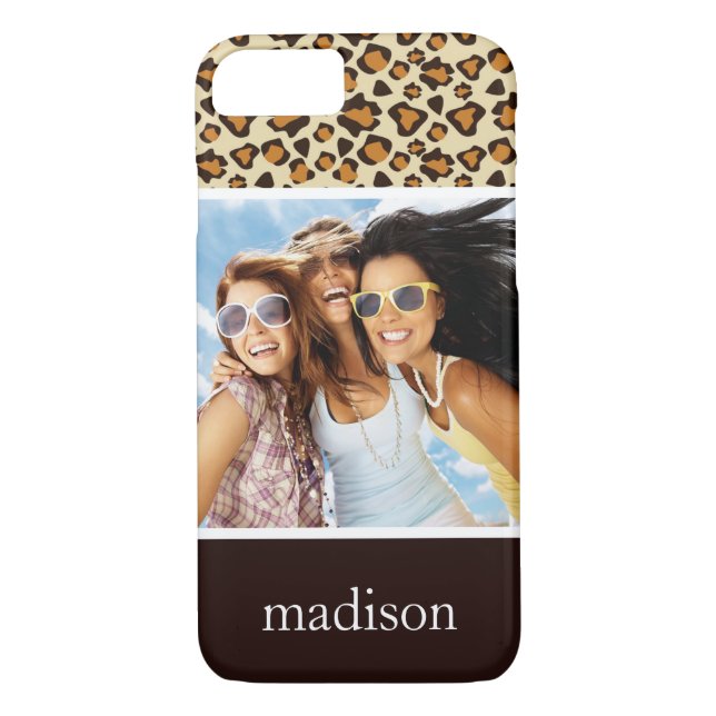 Custom Photo & Name Cheetah skin pattern Case-Mate iPhone Case (Back)