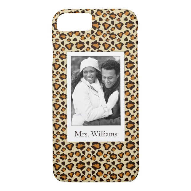 Custom Photo & Name Cheetah skin pattern Case-Mate iPhone Case (Back)