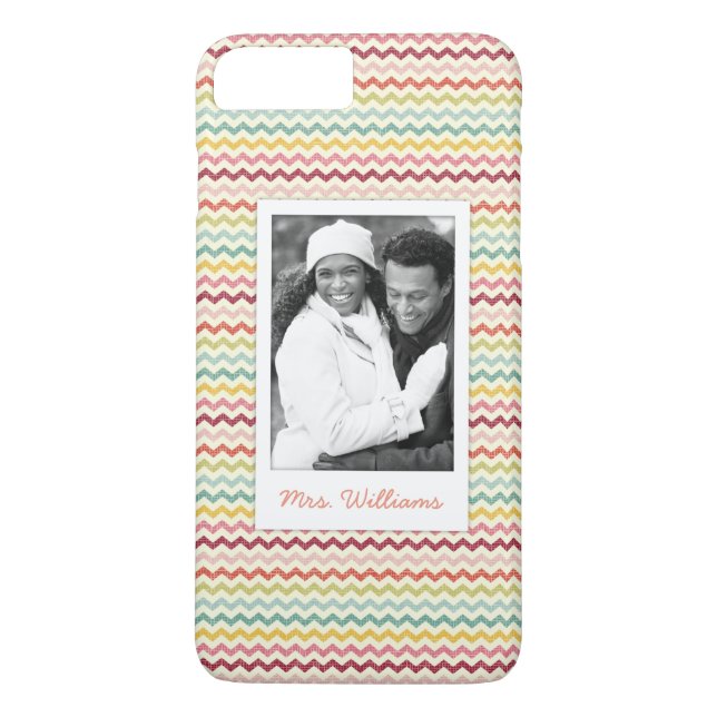Custom Photo & Name Chevron Pattern 4 Case-Mate iPhone Case (Back)