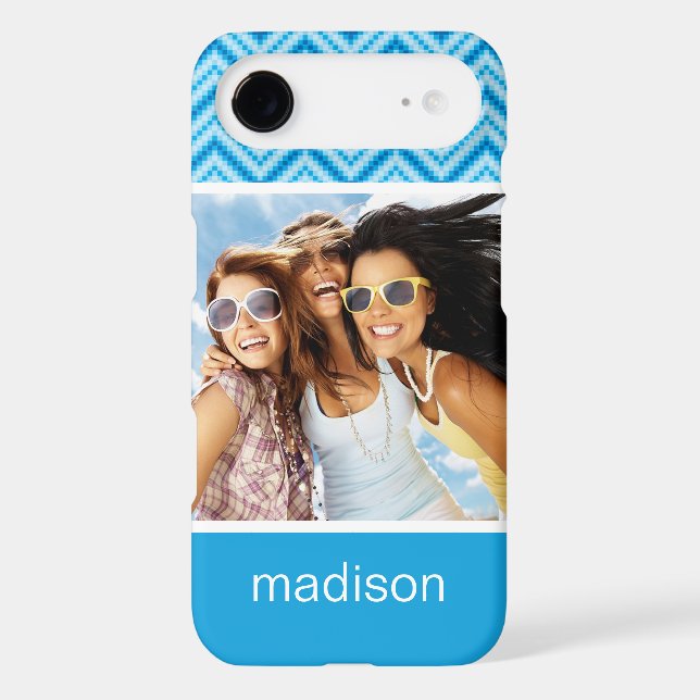 Custom Photo & Name Chevron Pattern Background Case-Mate iPhone Case (Back)