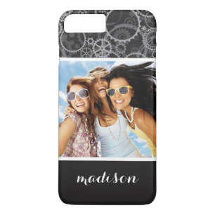 Custom Photo & Name Cogwheels pattern iPhone 8 Plus/7 Plus Case