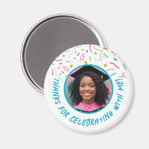 Custom Photo Name Confetti Graduation Thank You Magnet