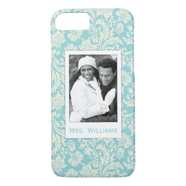 Custom Photo & Name Damask Pattern 3 Case-Mate iPhone Case (Back)