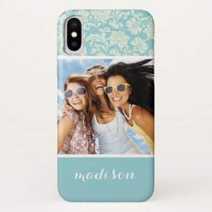 Custom Photo & Name Damask Pattern 3 iPhone X Case