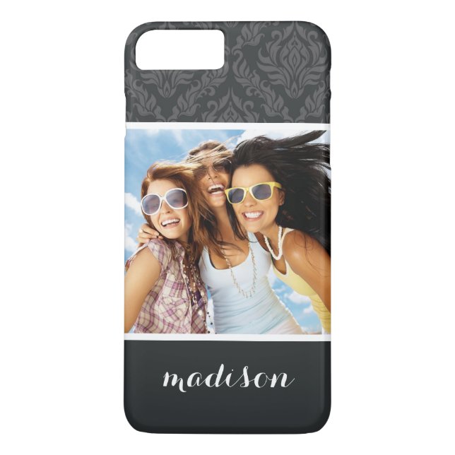 Custom Photo & Name Damask Pattern 6 Case-Mate iPhone Case (Back)