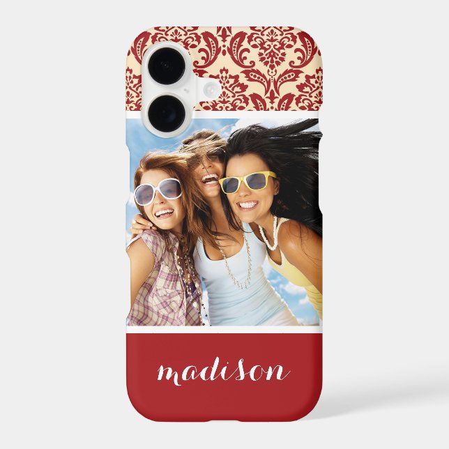 Custom Photo & Name Damask pattern wallpaper (Back)