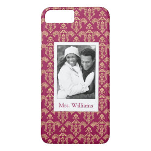 Custom Photo & Name Damask wallpaper 4 iPhone 8 Plus/7 Plus Case